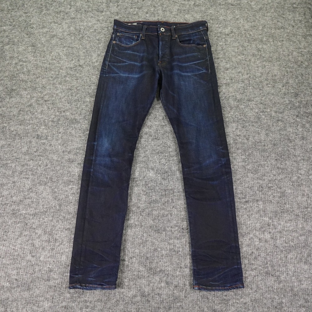 G-Star Raw Jeans‎ Mens 31X32 Blue Denim 3301 Tapered Dark Wash Whiskered (30X31)